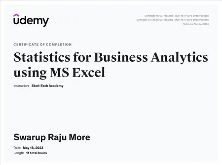 Statistics for Business Analytics using Excel