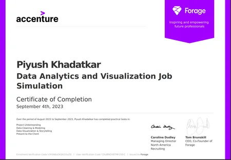 Accenture Data Analysis and Visualization internship with Forage