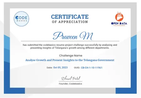 Portfolio - Praveen M | Codebasics