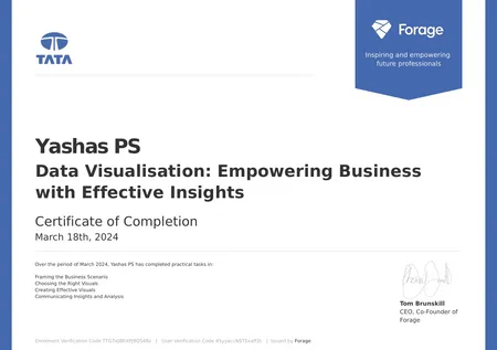 Tata Group Data Visualisation: Empowering Business with Effective Insights Completion Certificate