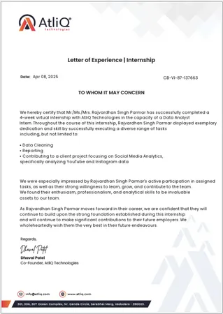 Data Analyst Internship Certificate 2