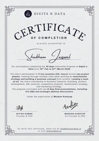 45-Day Internship Program (Data Analysis & Business Strategy)