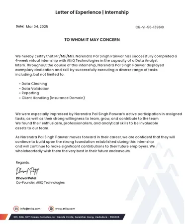 Virtual Internship at codebasics