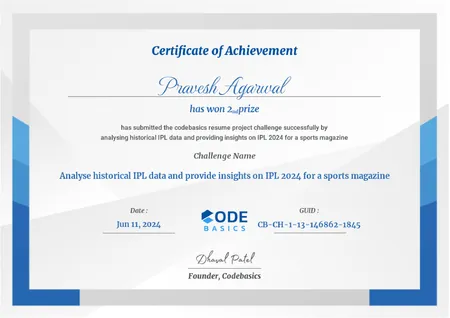 2nd Place – Codebasics Resume Project Challenge #10