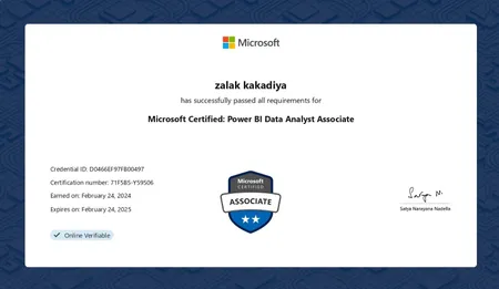 Microsoft Certified: Power BI Data Analyst Associate certification