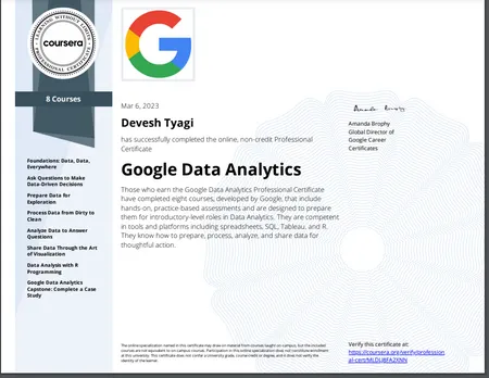 Google Data Analytics Professional Certificate