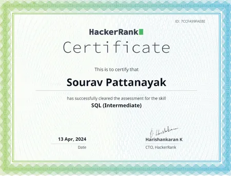 HackerRank-Certificate of Completion(SQL Intermediate)