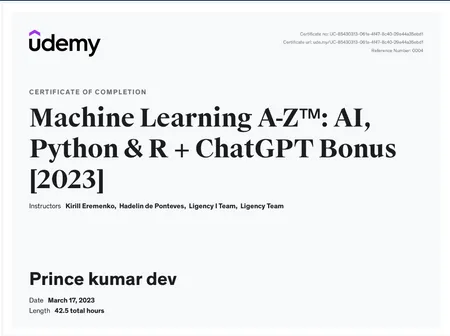 Machine Learning A-Z UDEMY