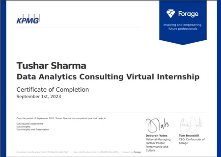 KPMG Data analyst Consulting  Virtual Internship