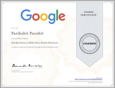 Make Data-Driven Decisions by Google on Coursera