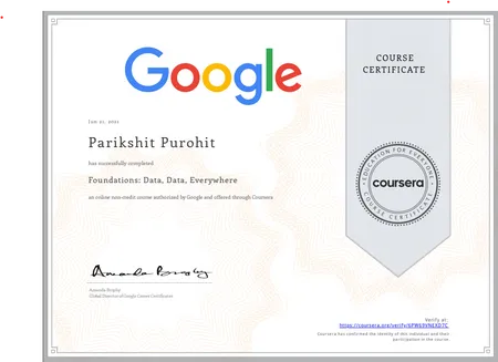 Data, Data, Everywhere by Google on Coursera
