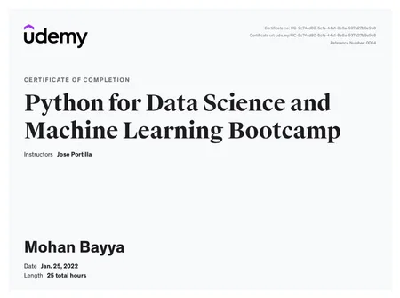 Python for Data Science and Machine Learning Bootcamp