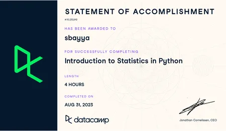 Introduction to Statistics in Python
