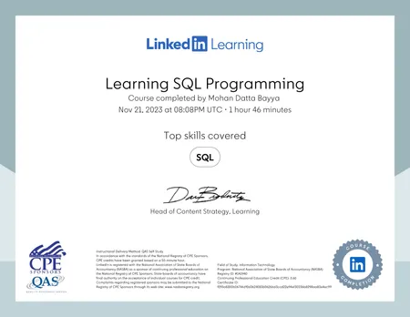 Learning SQL Programming
