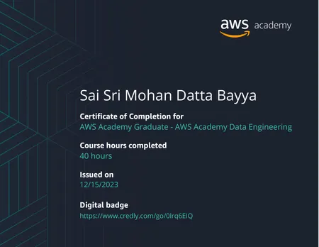 AWS Academy Graduate - AWS Academy Data Engineering