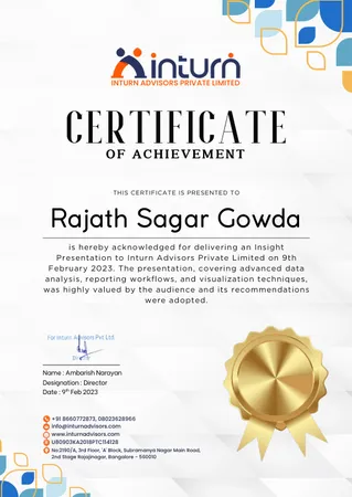 Certificate of Achievement (External Work)