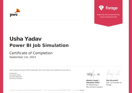 PwC Power BI Virtual Internship Certificate