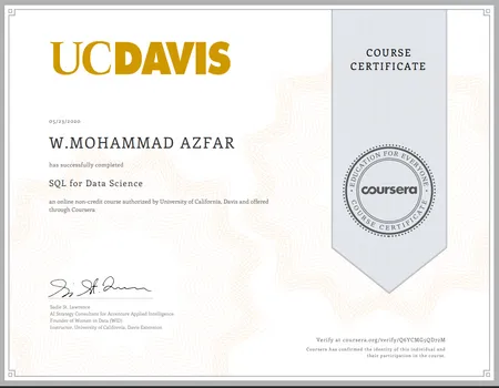 SQL for Data Science – University of California