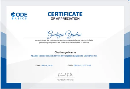 Analyse Promotion and Provide Tangible Insights to Sales Director