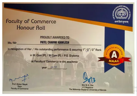 Second rank in final year of Maters of Commerce in Business Economics