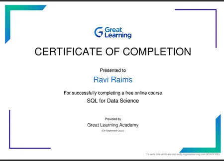 SQL For Data Science