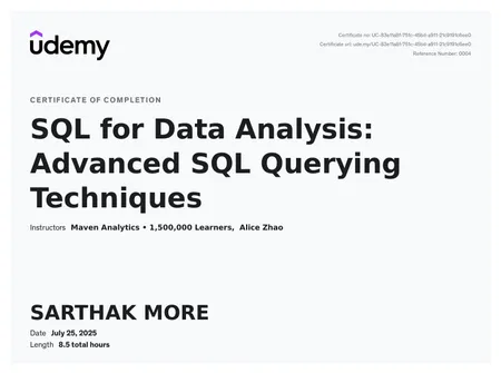 SQL for Data Analysis: Advanced SQL Querying Techniques