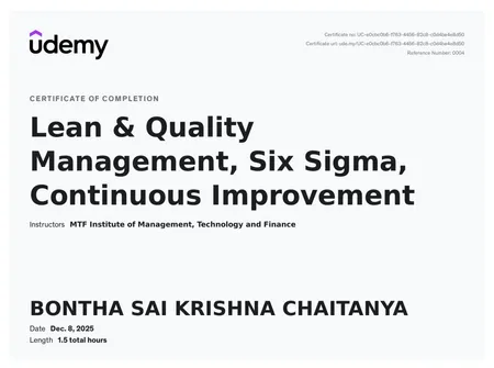 Lean & Quality Management, Six Sigma, Continuous Improvement