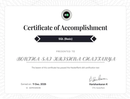 HackerRank  SQL (Basic) Certificate