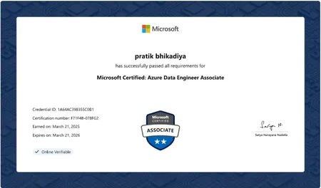 Microsoft Certified: Azure Data Engineer