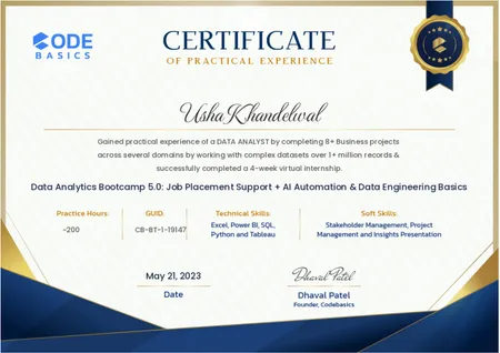 Portfolio - Usha Khandelwal | Codebasics