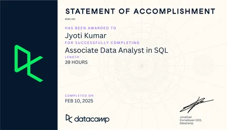 Associate Data Analyst in SQL
