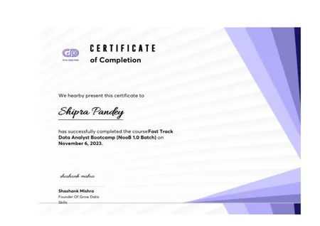 Fast Track  Data Analyst Bootcamp (NooB 1.0 Batch) on  November 6, 2023.