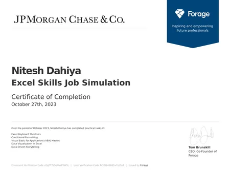 JPMorgan Chase & Co. - Excel Skills Job Simulation