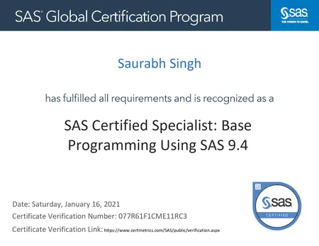 SAS Certified Specialist Base Programmer