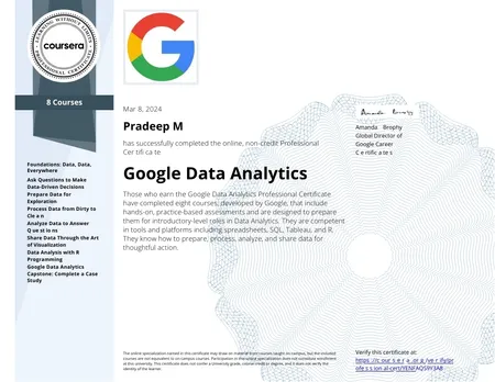 Google Data Analytics Specialization