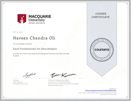 Excel Fundamentals for Data Analysis