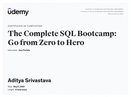 The Complete SQL Bootcamp: Go from Zero to Hero