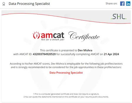 AMCAT Certified in English Comprehension