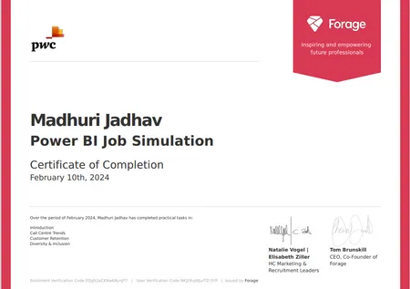 Pwc Power BI internship