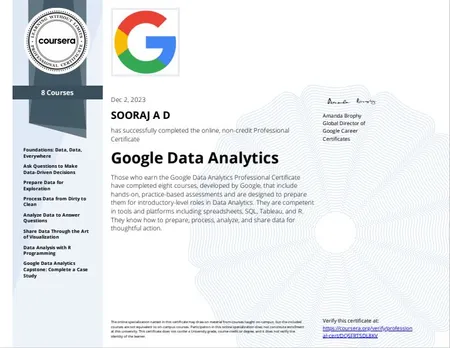 Google Professional Data Analytics Certificate