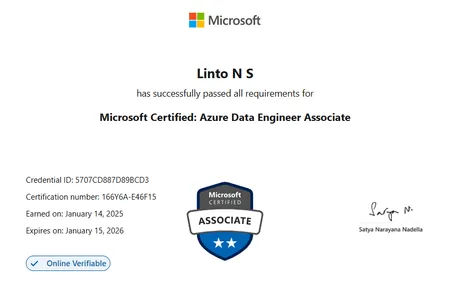 Portfolio - Linto N S | Codebasics