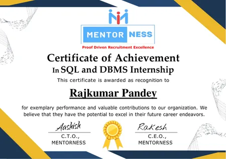 SQL and DBMS Internship by Mentorness