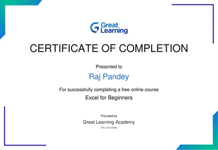 Great Learning Excel Certificate