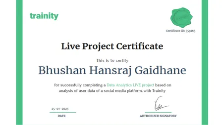 Trainity Live Project Certificate
