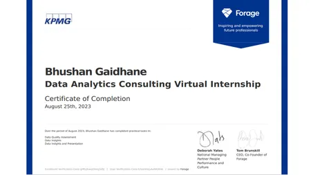 KPMG Data Analytics Virtual Internship Certificate