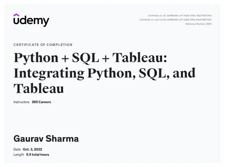 Integration of Python +SQL+Tableau