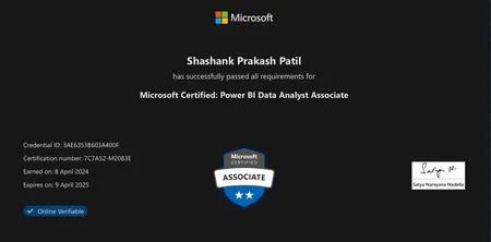 Microsoft Certified:PowerBI data analyst  associate