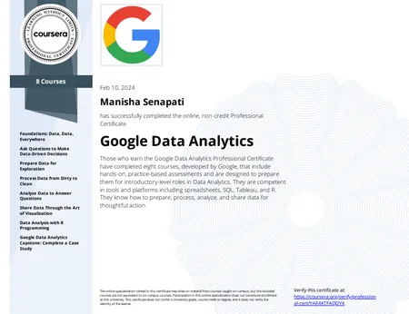 Google Data Analytics Professional Certification