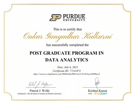 Post Graduation Program in Data Analytics