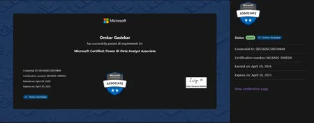 Microsoft Certified: Power BI Data Analyst Associate